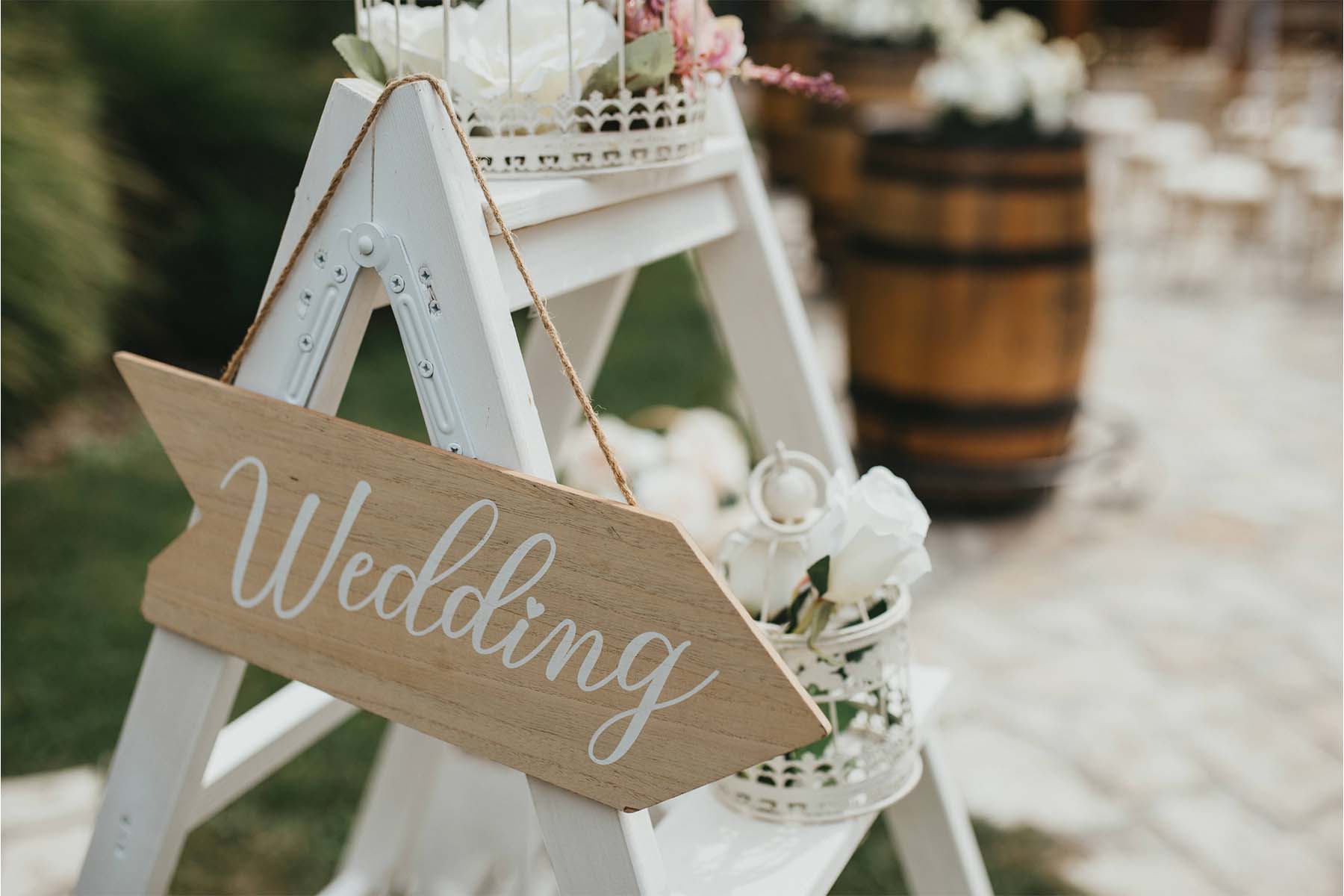 wedding venue - barn at the lucky farm wedding sign on entrance